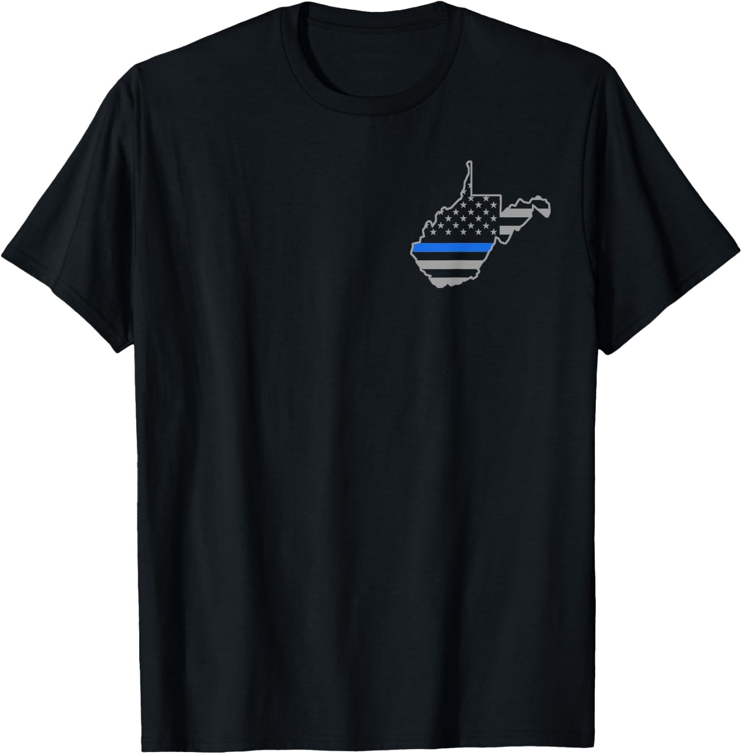 West Virginia US Thin Blue Line Flag Police Officer Cop T-Shirt - T-Shirt | Black
