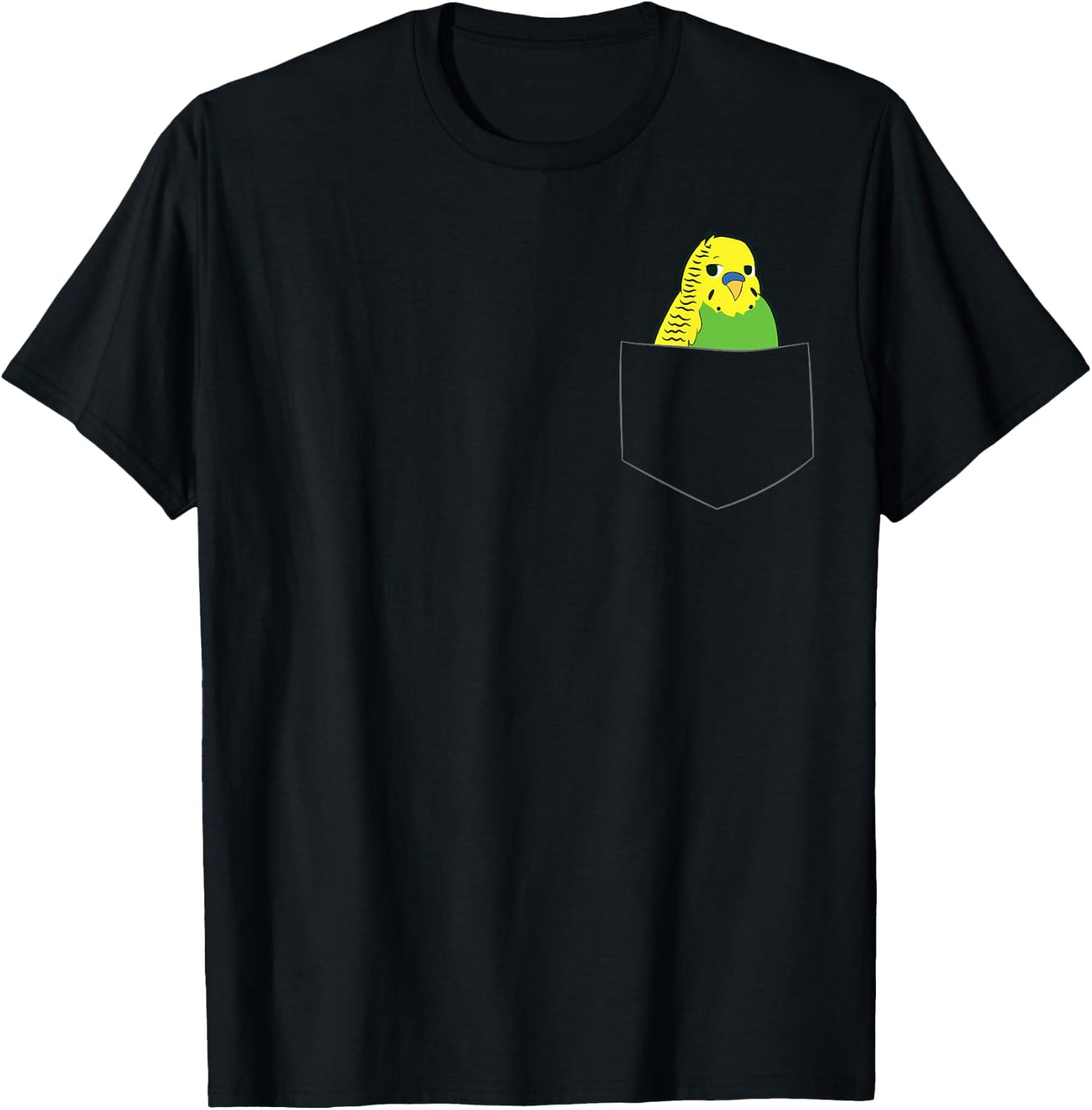 Cute Parakeet In Pocket Budgie Bird In Pocket Budgerigar T-Shirt - T-Shirt | Black