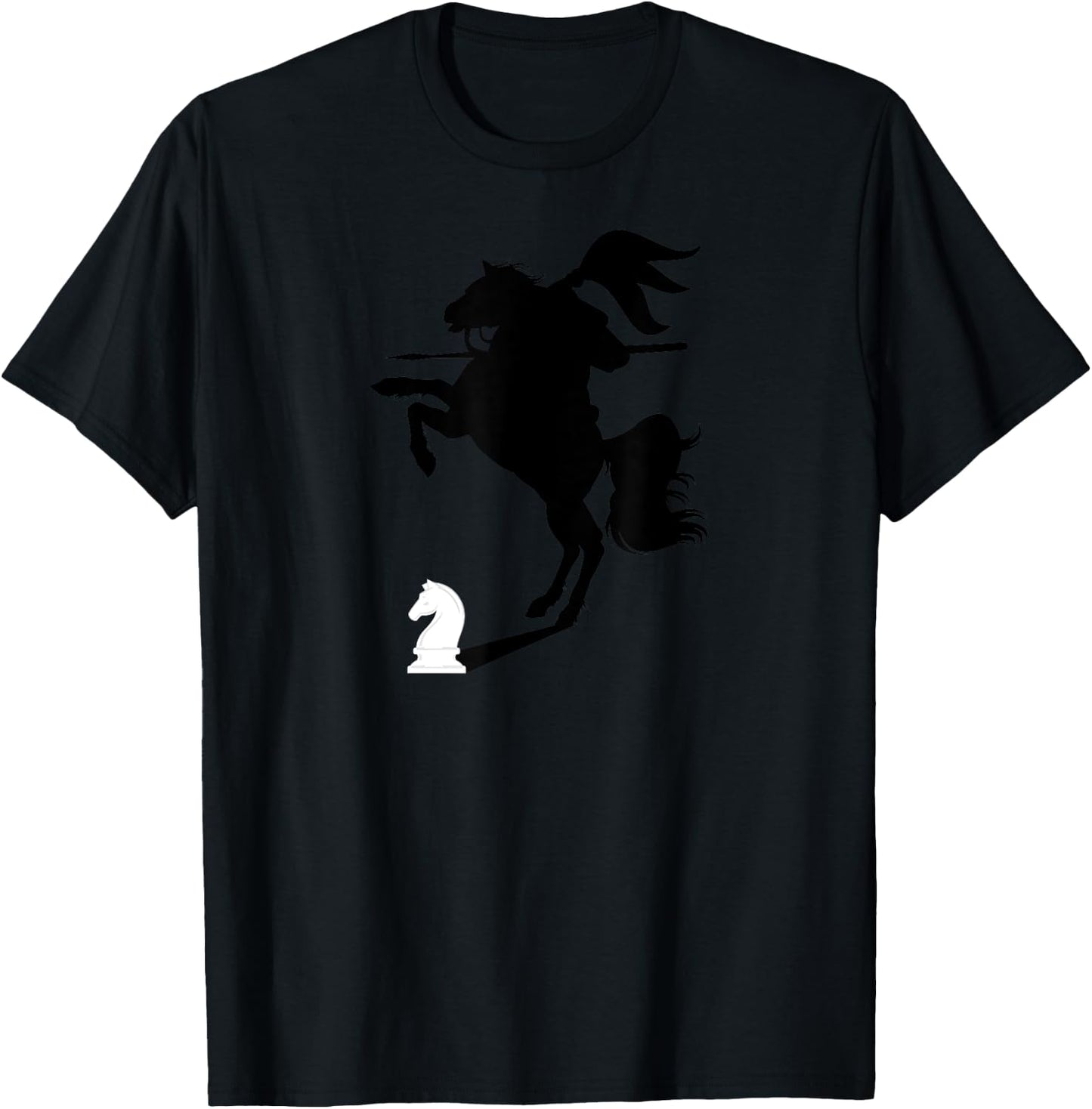 Chess Knight With Shadow of Knight on a Horse Chess Lover T-Shirt - T-Shirt | Black
