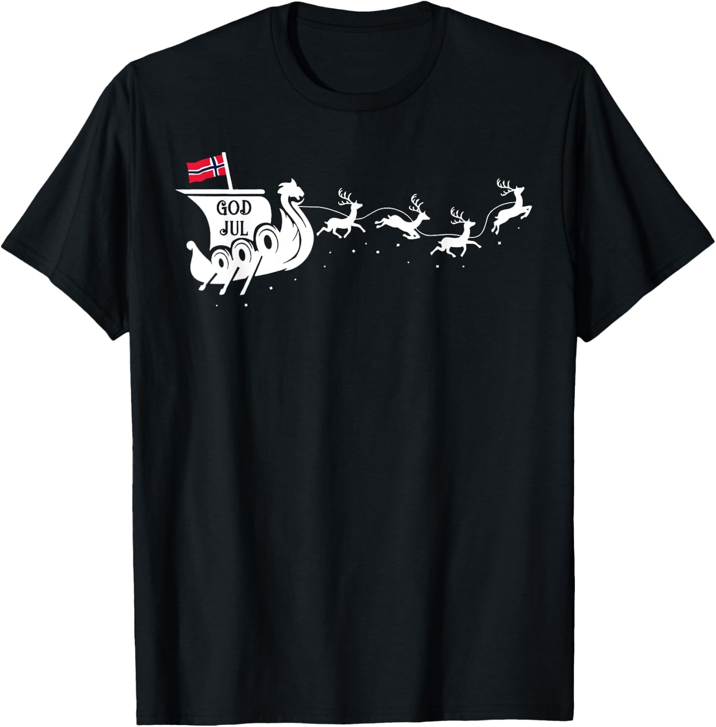 God Jul Viking Ship Sleigh T-Shirt - T-Shirt | Black