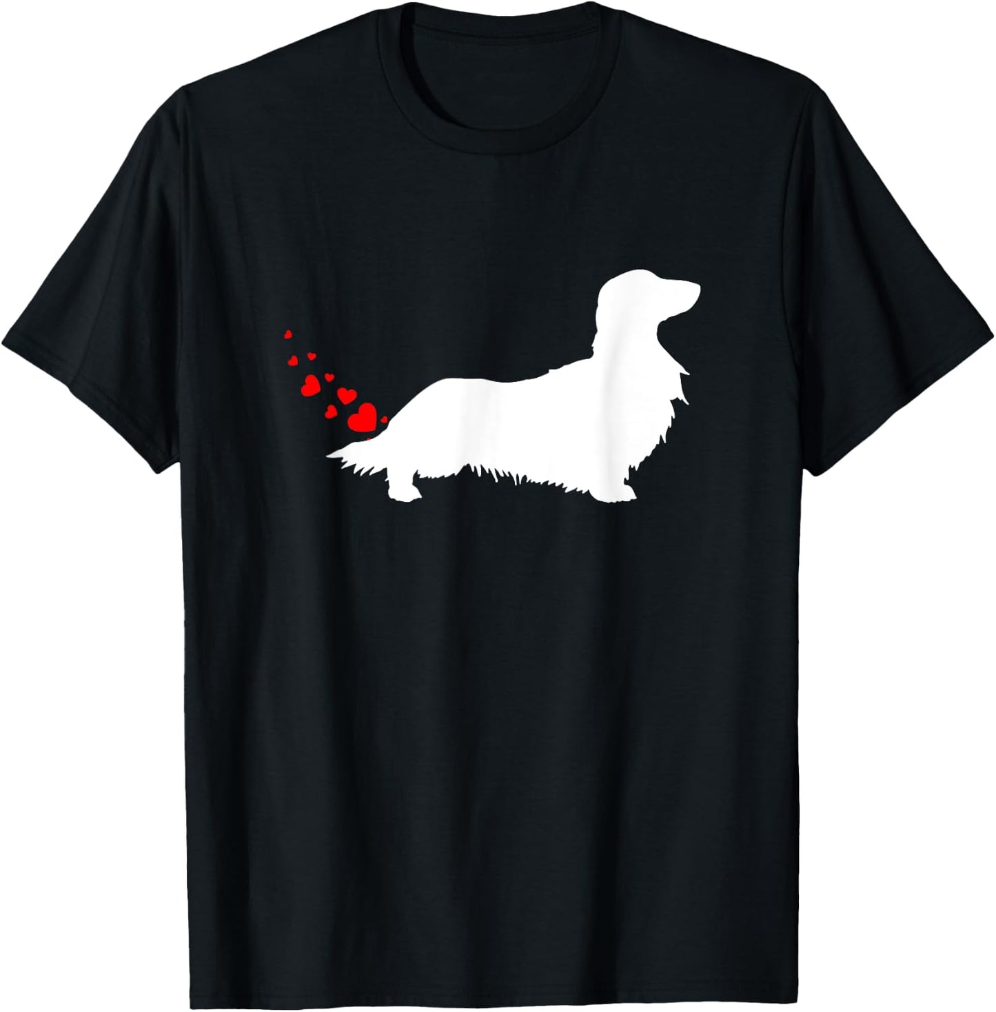 Love Dog Farts Apparel Corp. Valentines Day Long Haired Dachshund Owner Heart Farts Gift T-Shirt - T-Shirt | Black