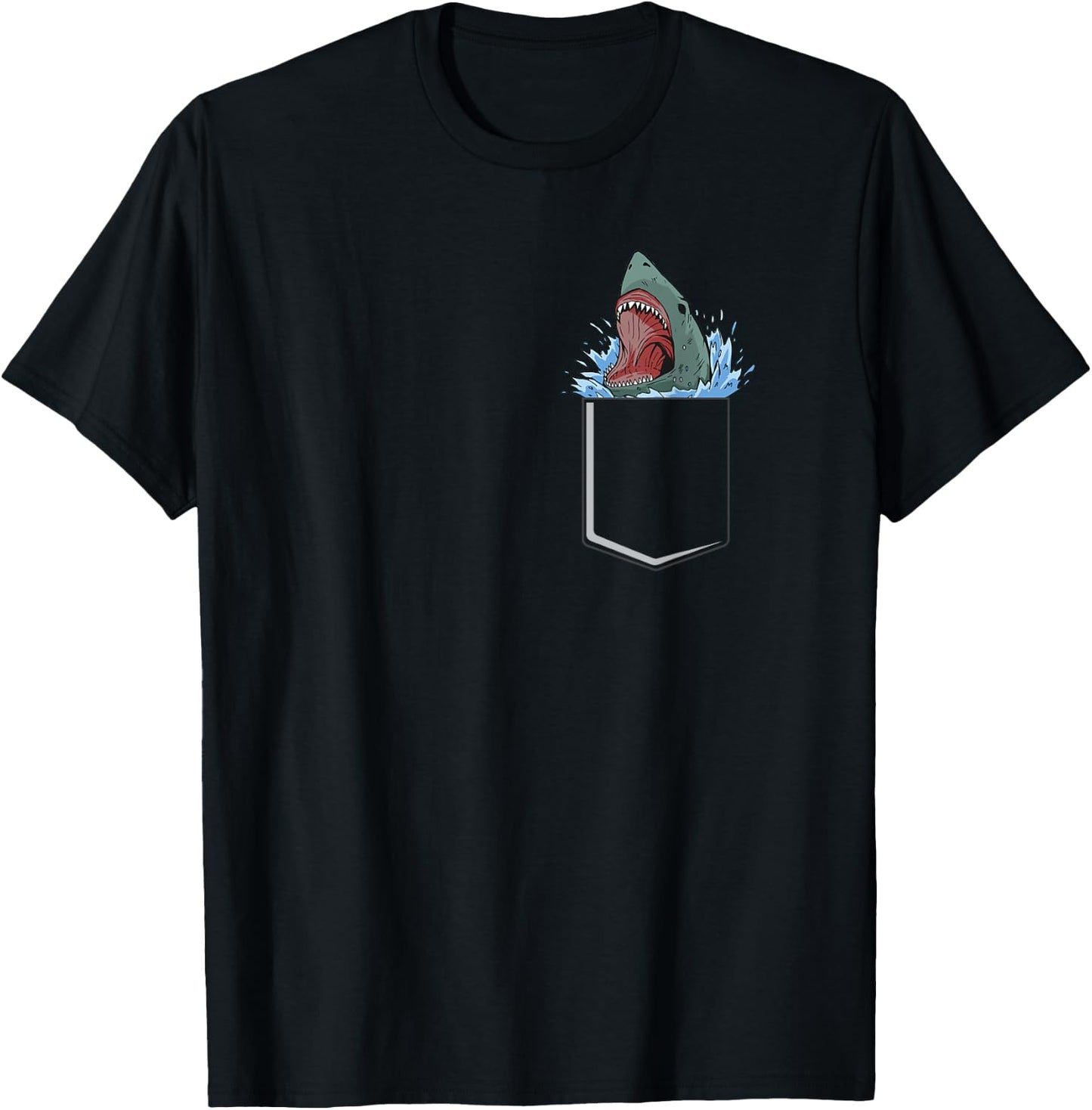 Animal Lover Novelty Apparel -Adults Black Modern Shark Theme T-Shirt - T-Shirt | Black