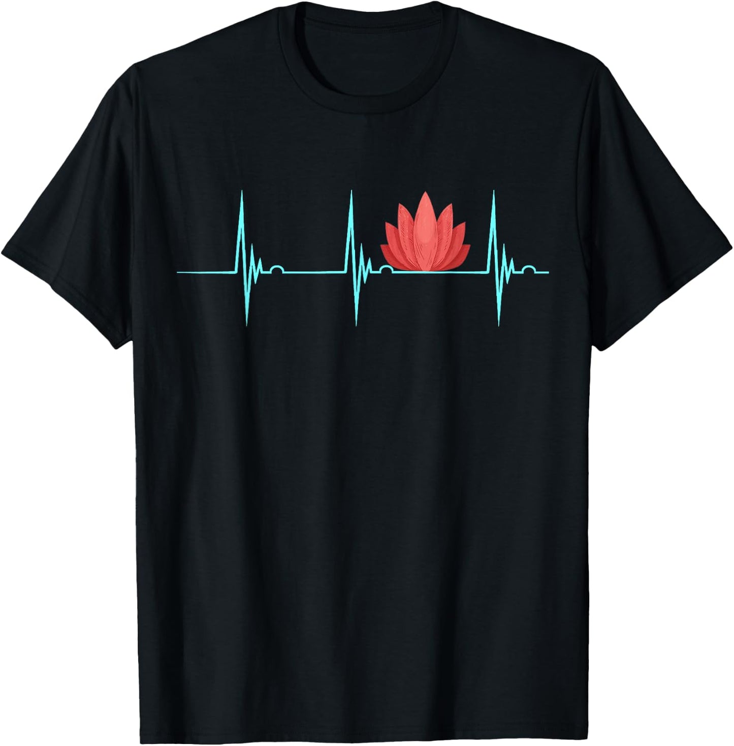 Massage Therapist Heartbeat EKG Pulse Namaste Flower Relax T-Shirt - T-Shirt | Black