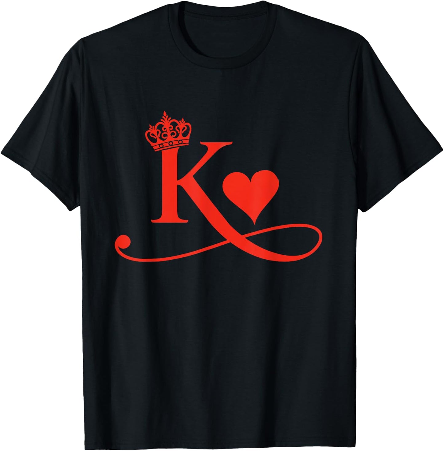 King & Queen of Hearts Matching Couple Saint Valentine's Day T-Shirt - T-Shirt | Black