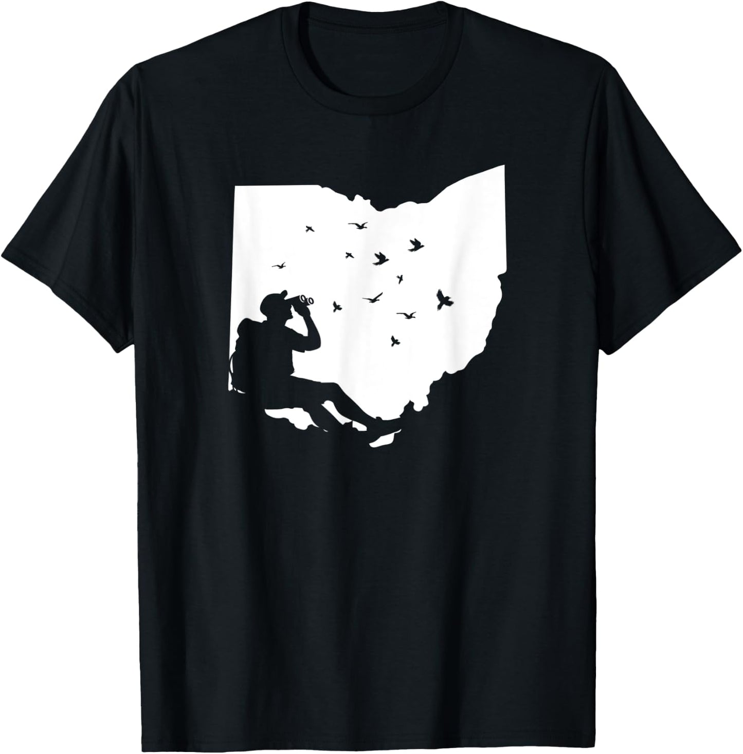 Map Ohio Bird Watching Design Birding Binoculars Birdwatcher T-Shirt - T-Shirt | Black