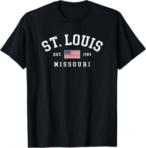 St Louis Missouri July 4th US Flag Retro Throwback T-Shirt - T-Shirt | Black