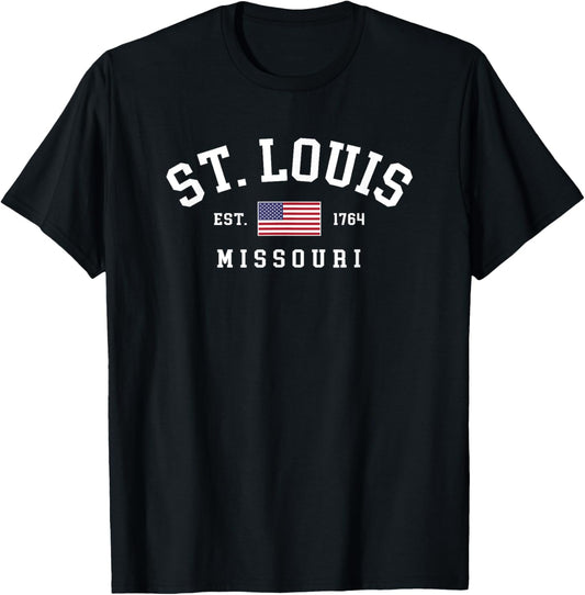 St Louis Missouri July 4th US Flag Retro Throwback T-Shirt - T-Shirt | Black
