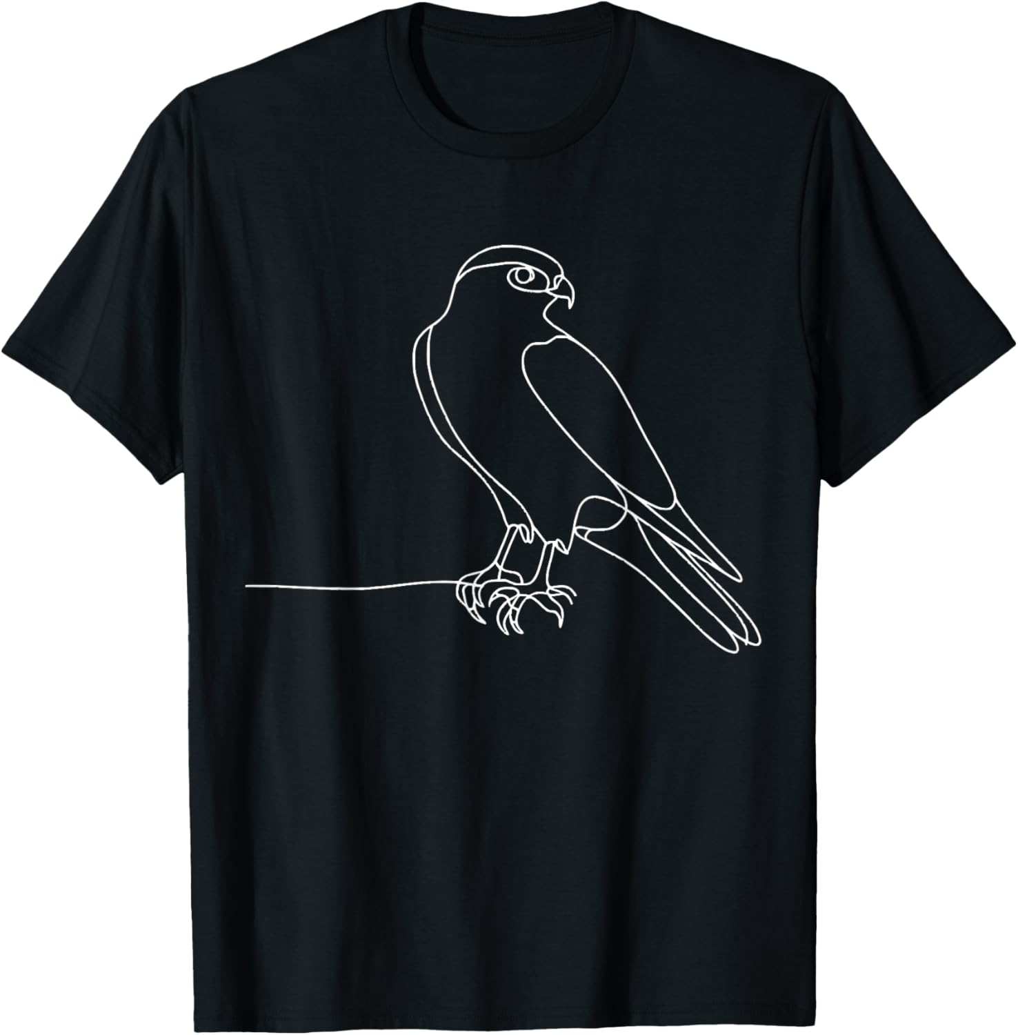 Line Art Bird & Ornithologist Cooper'S Hawk T-Shirt - T-Shirt | Black
