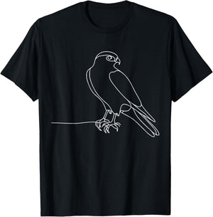 Line Art Bird & Ornithologist Cooper'S Hawk T-Shirt - T-Shirt | Black