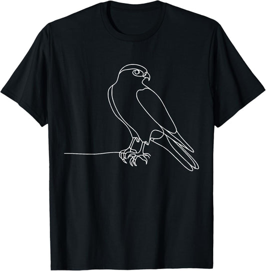 Line Art Bird & Ornithologist Cooper'S Hawk T-Shirt - T-Shirt | Black