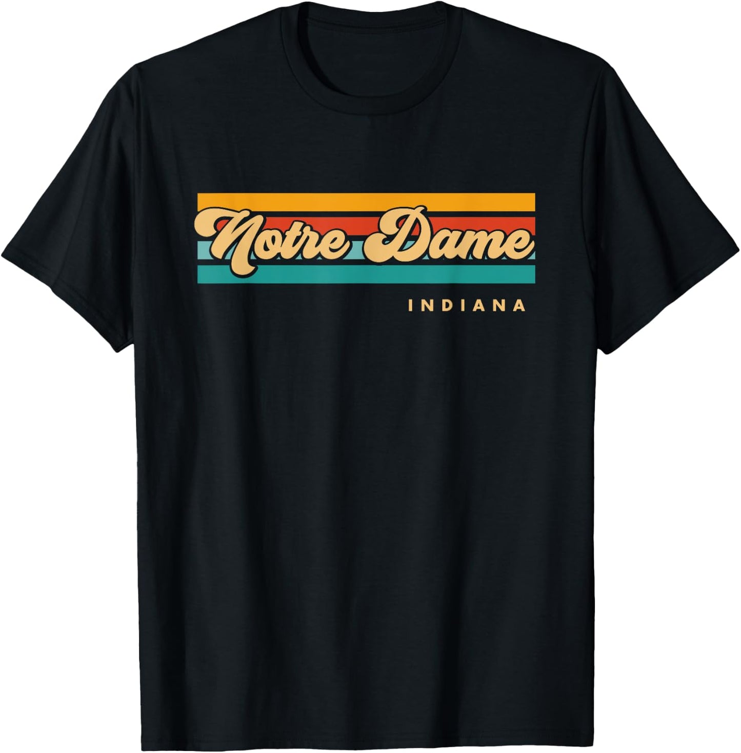 Vintage Sunset Stripes Notre Dame, Indiana T-Shirt - T-Shirt | Black
