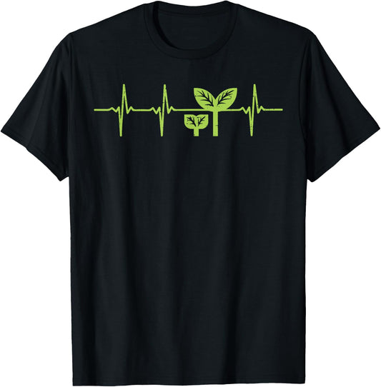 Earth Day Shirt Pro Environment Plant Heartbeat Gift T-Shirt - T-Shirt | Black