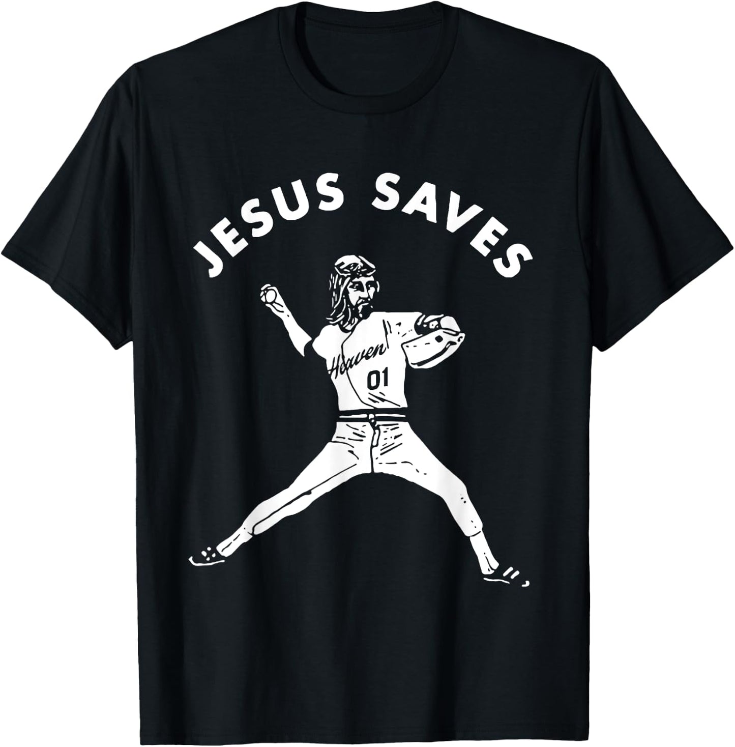 Jesus Saves Religious Christian Faith Baseball Shirt T-Shirt - T-Shirt | Black