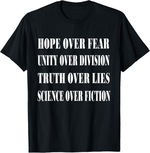 Truth Over Fear Unity Division Truth Lies Science Fiction T-Shirt - T-Shirt | Black