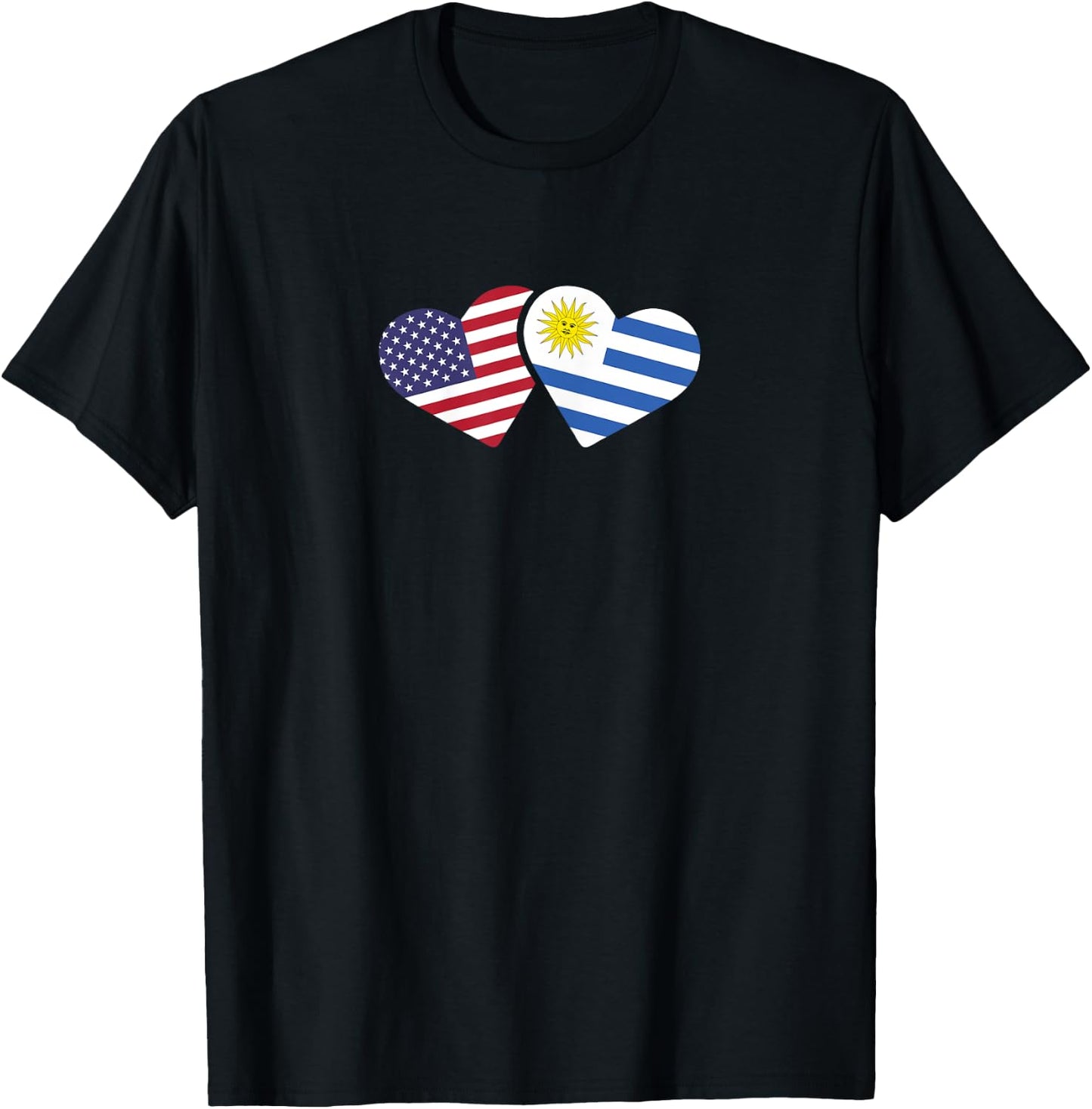 USA Uruguay Flag T Shirt Hearts Uruguayan American Love Gift T-Shirt - T-Shirt | Black