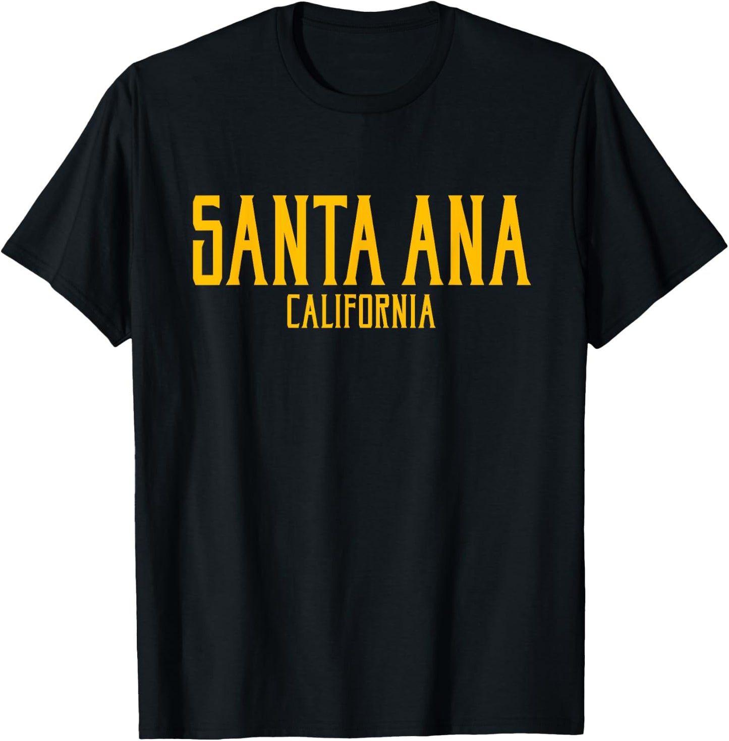 Santa Ana California Text Amber Print T-Shirt - T-Shirt | Black