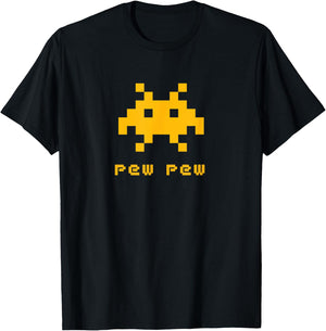 Alien Invaders Pew Pew Space 8-bit Retro Video Game Gift T-Shirt - T-Shirt | Black