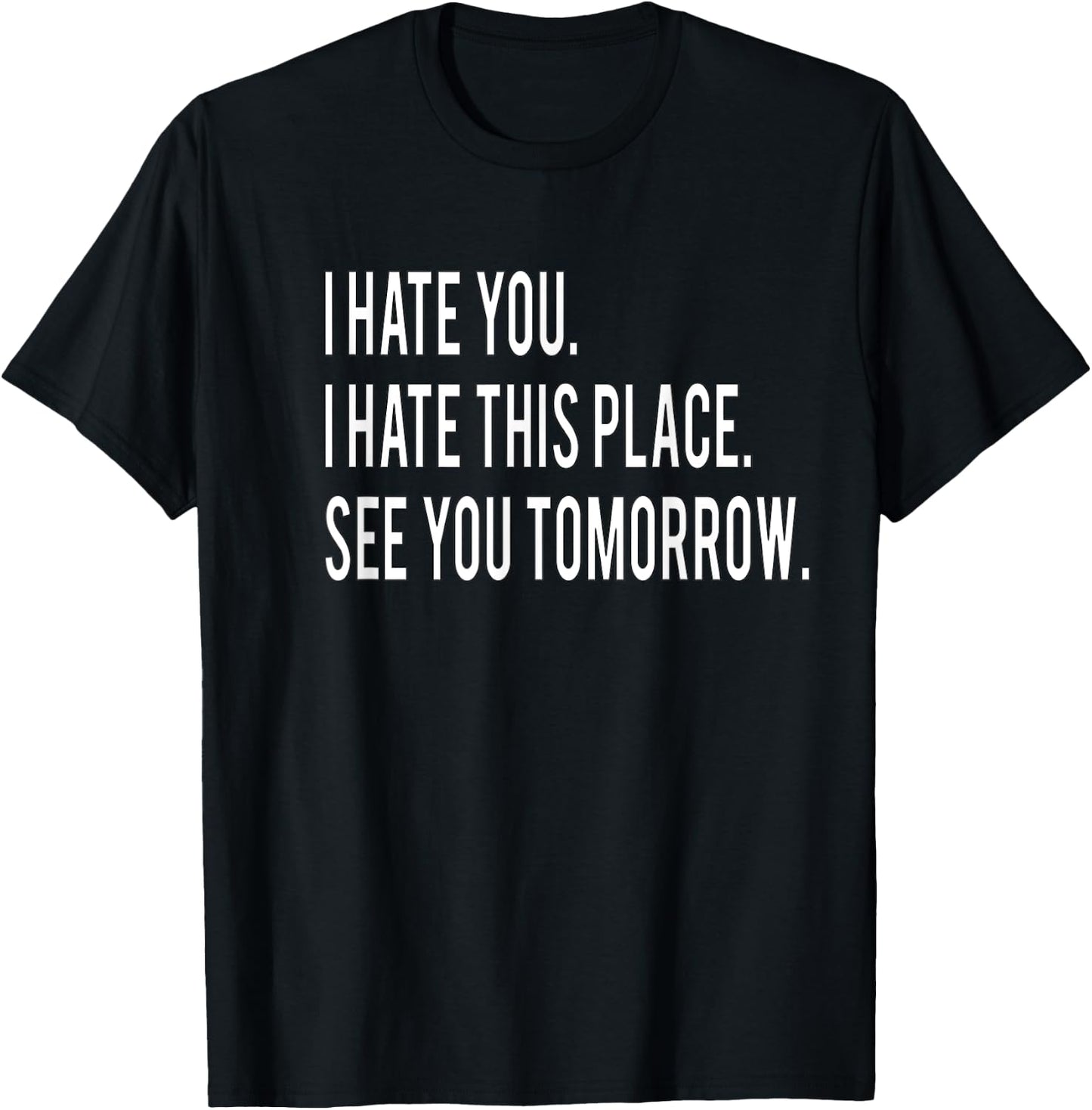 I Hate You This Place See You Tomorrow Funny Fitness Workout T-Shirt - T-Shirt | Black