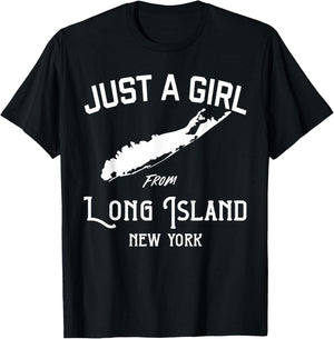 Long Island New York Souvenir , Girl, Wife Map T-Shirt - T-Shirt | Black