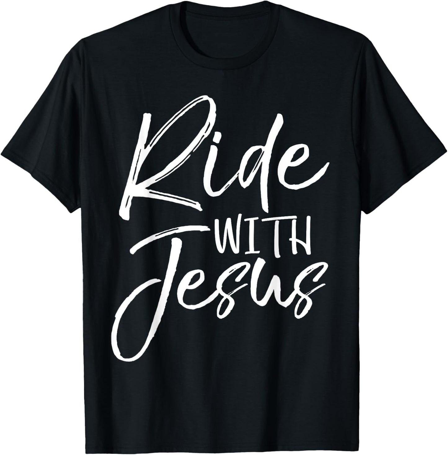 Christian Biker Gift Bike Riding Quote Fun Ride with Jesus T-Shirt - T-Shirt | Black