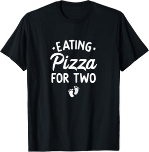 Eating Pizza For Two Funny Pregnancy Announcement New Mom T-Shirt - T-Shirt | Black