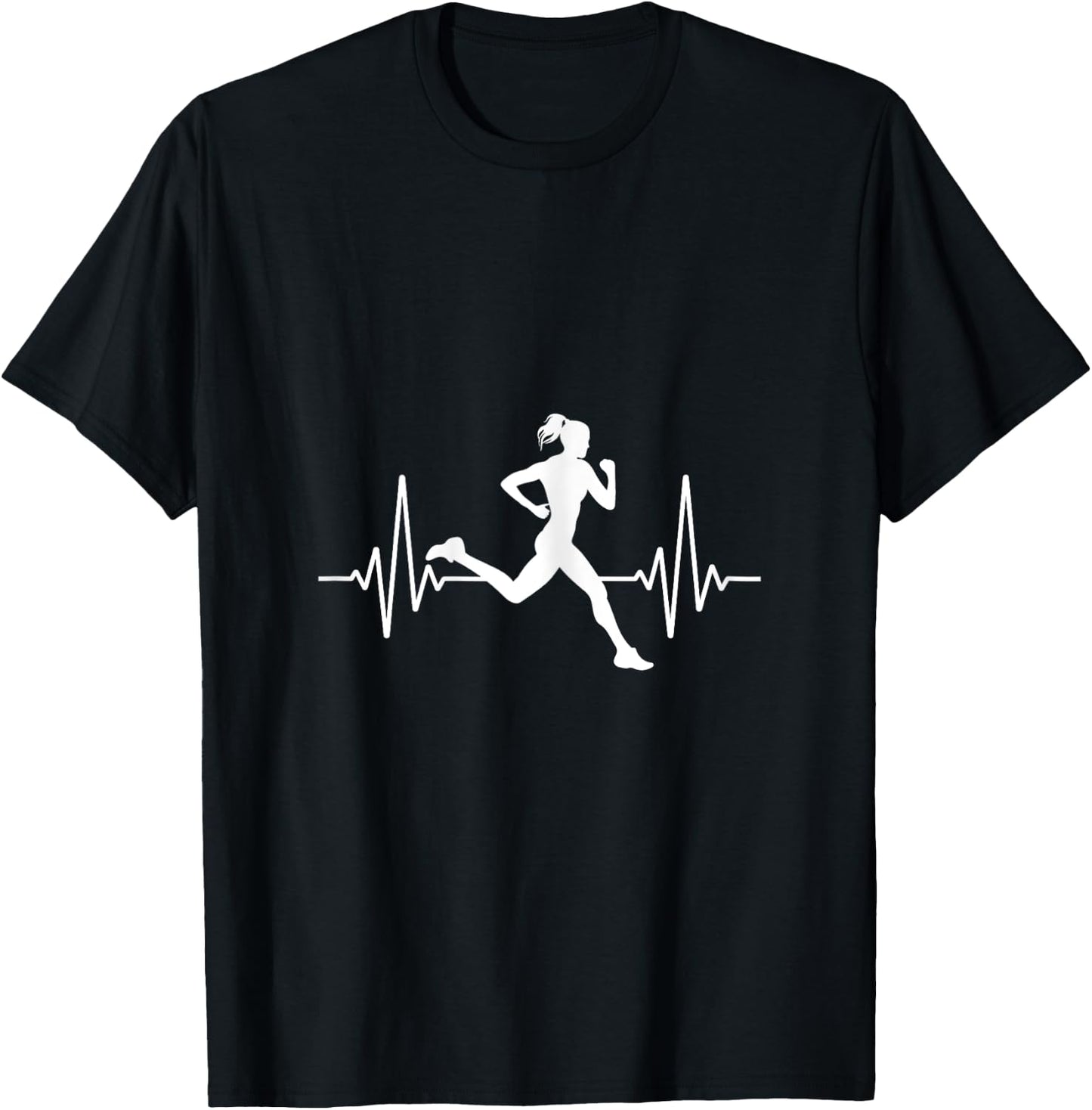 Runners Heartbeat Female - Funny Runners & Running Gift T-Shirt - T-Shirt | Black