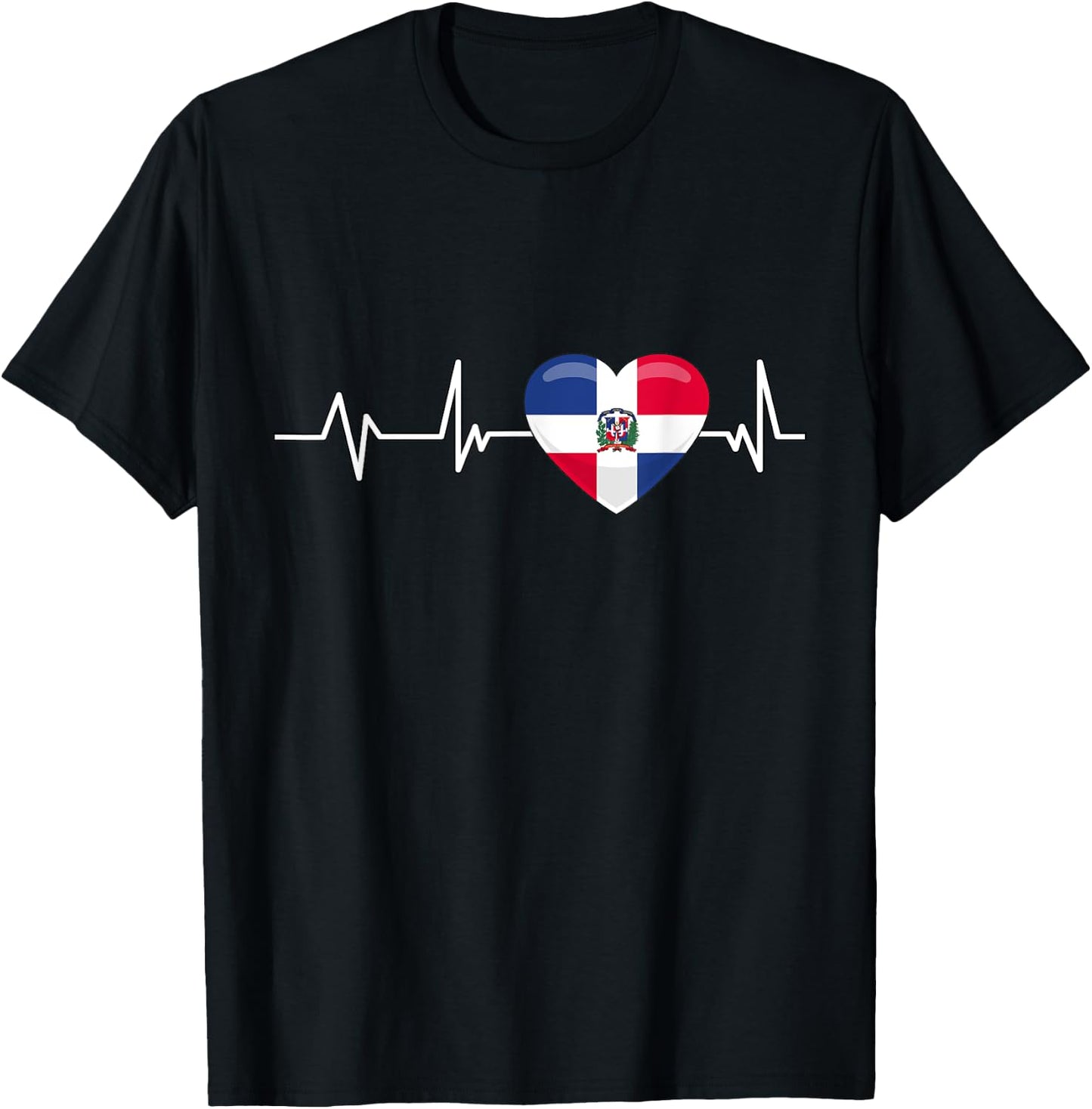 Dominican Republic Heartbeat Gift Dominican Republic T-Shirt - T-Shirt | Black