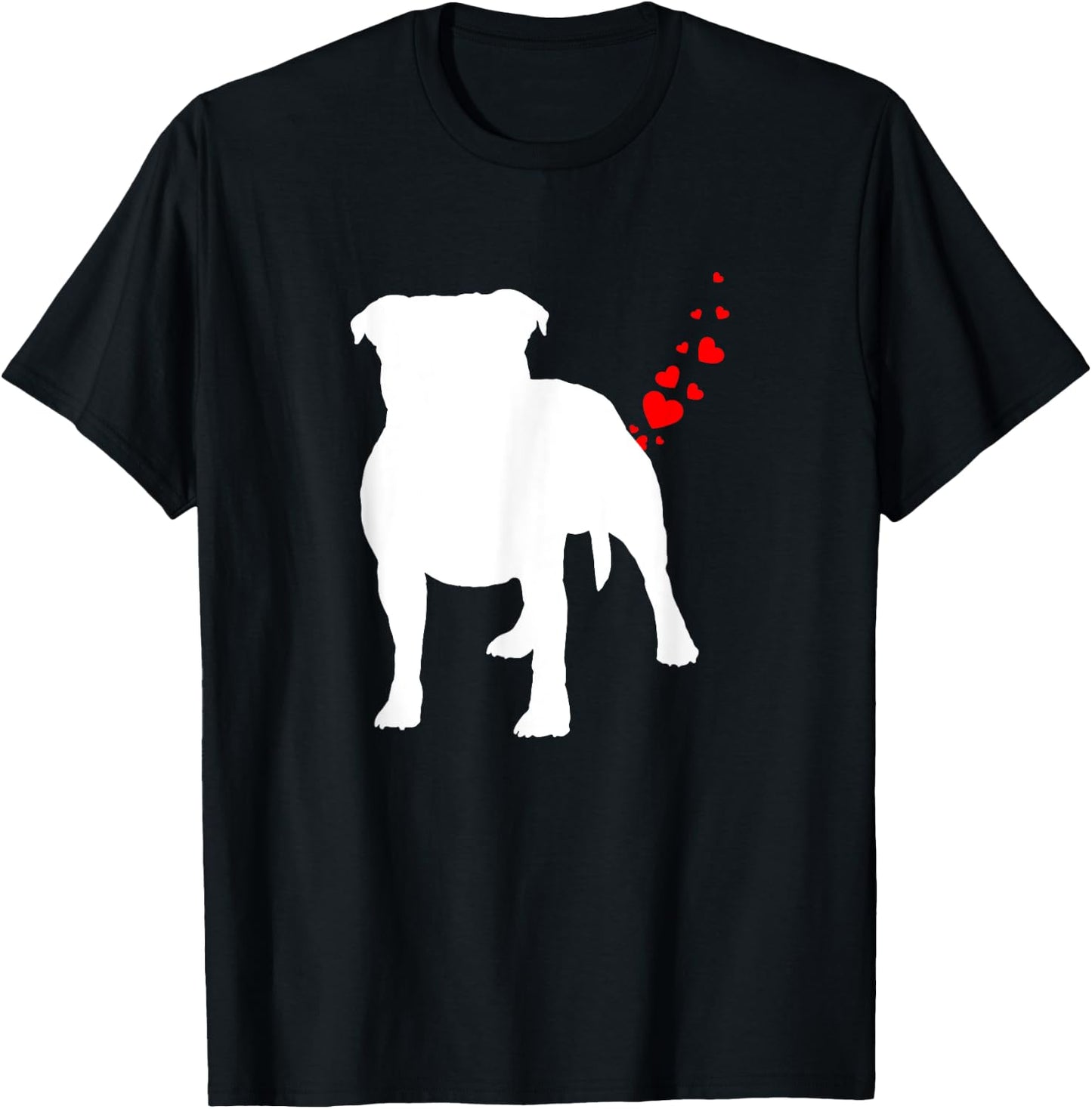 Staffordshire Bull Terrier Valentines Day Heart Dog Farts Men Women Girls Kids T-Shirt - T-Shirt | Black