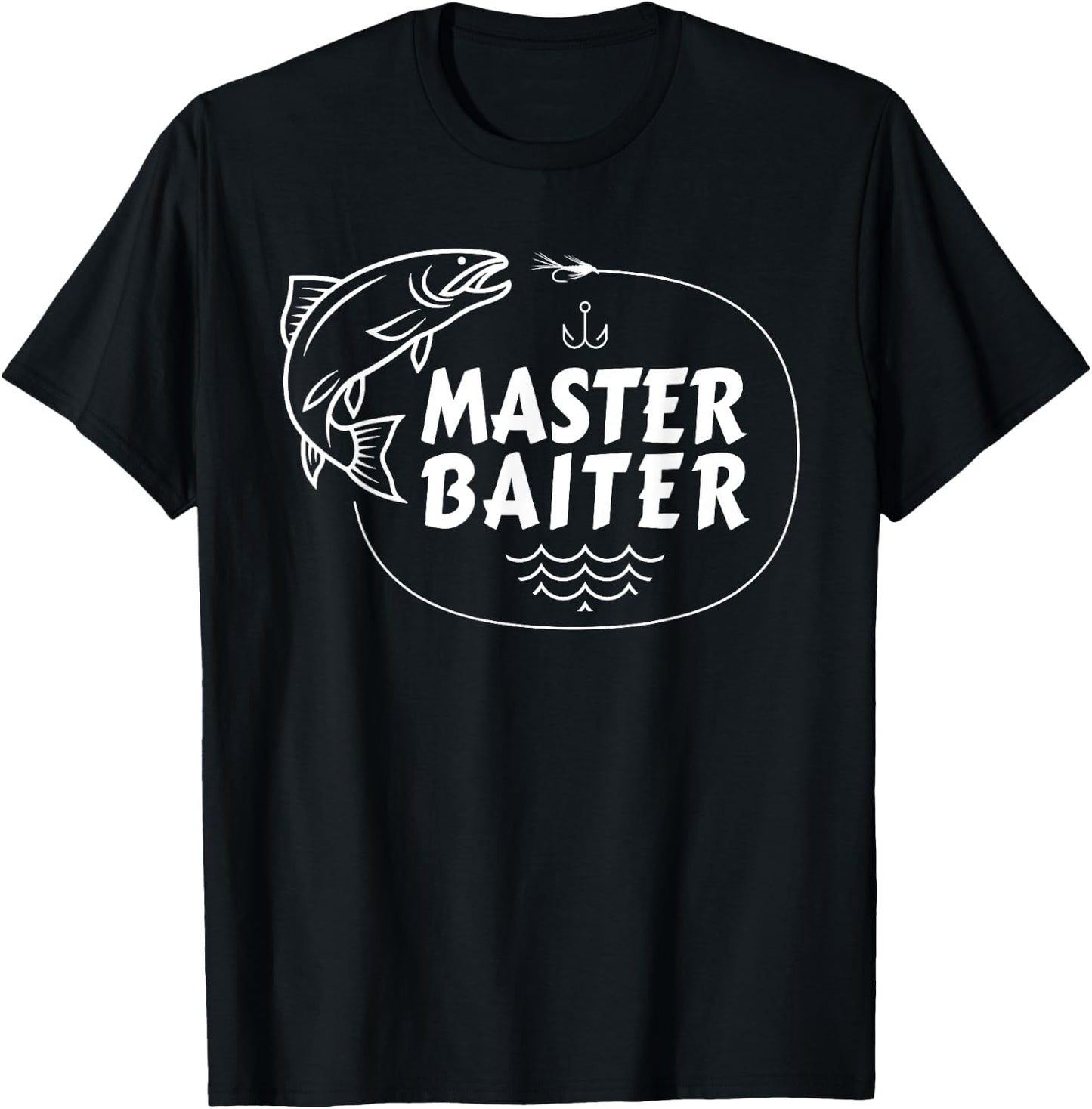 Master Baiter Funny Fishing Fisherman Joke Dad Grandpa Shirt T-Shirt - T-Shirt | Black