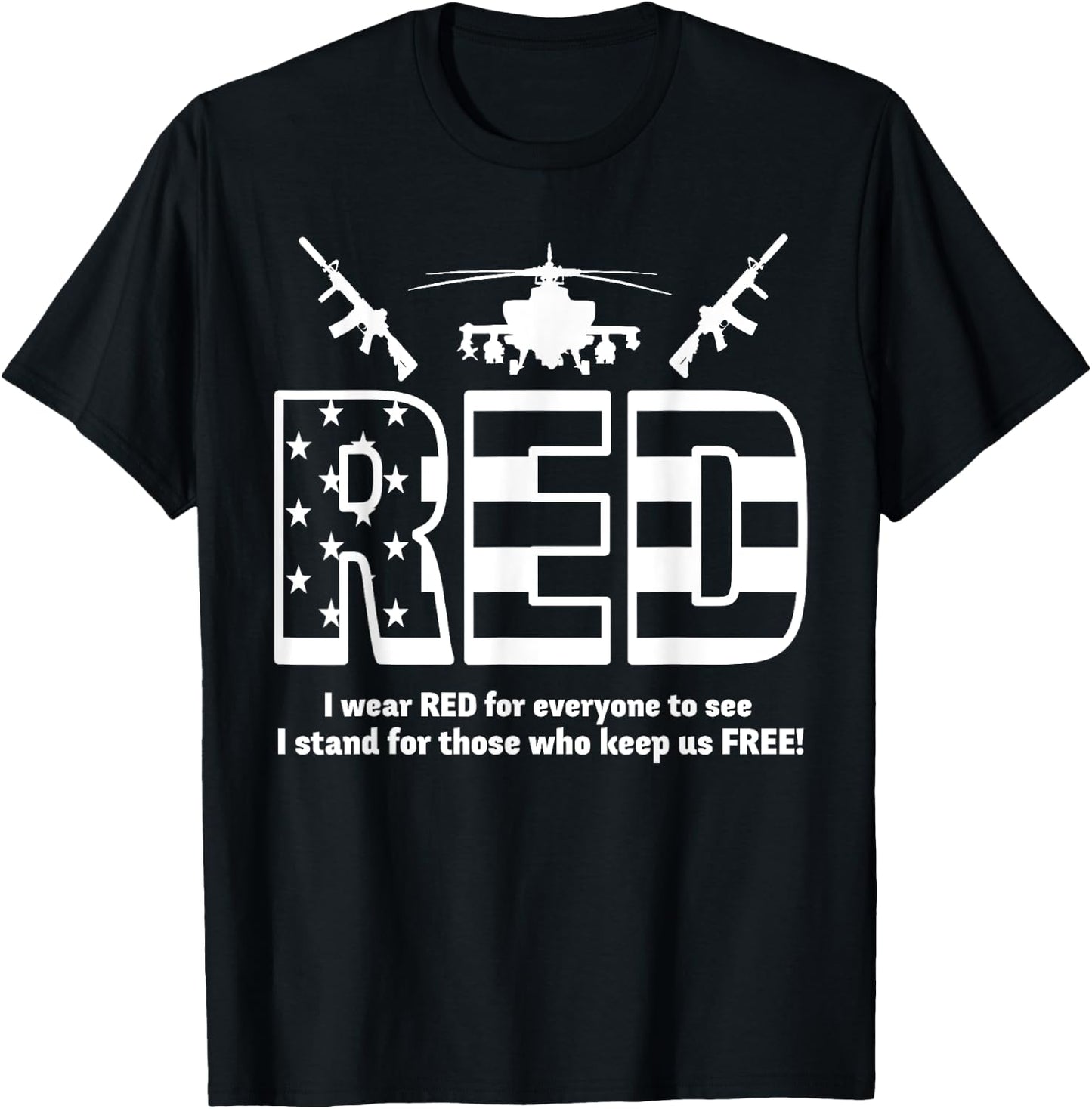 Red Friday Military Shirts Support The Deployed Back Troops T-Shirt - T-Shirt | Black