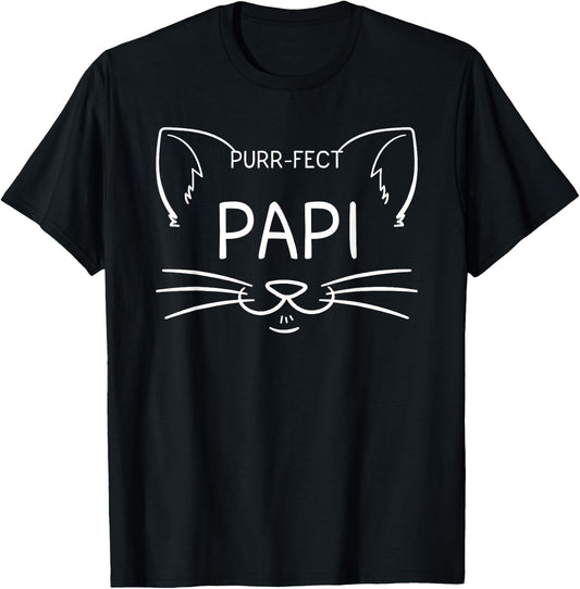 Purr-fect Papi Funny Cat Lover Daddy Dad Father Kitten Owner Women Kids T-Shirt - T-Shirt | Black