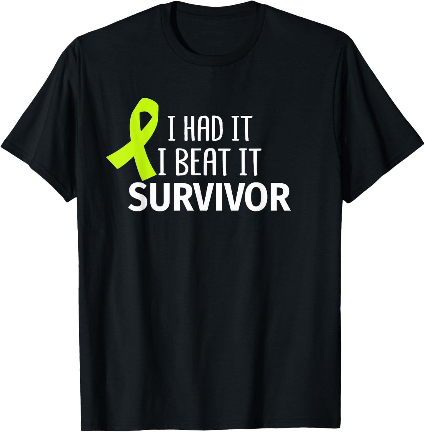 Lymphoma Cancer I Had It I Beat It Survivor Lime Ribbon Gift T-Shirt - T-Shirt | Black