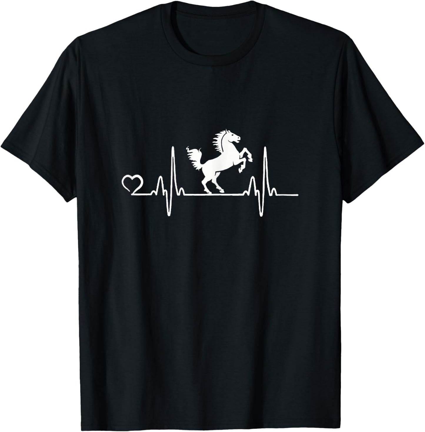 Horse Heartbeat Dressage and Girls Graphic T-Shirt - T-Shirt | Black