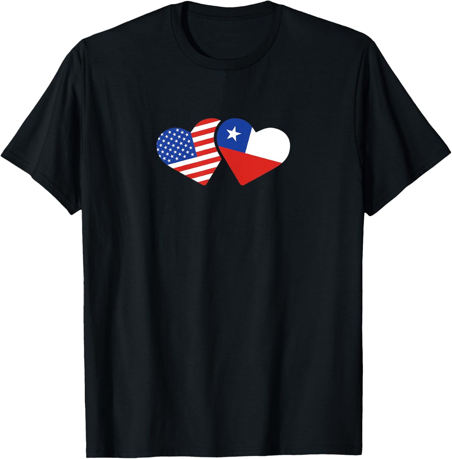 USA Chile Flag T Shirt Hearts Chileans American Love Cute T-Shirt - T-Shirt | Black