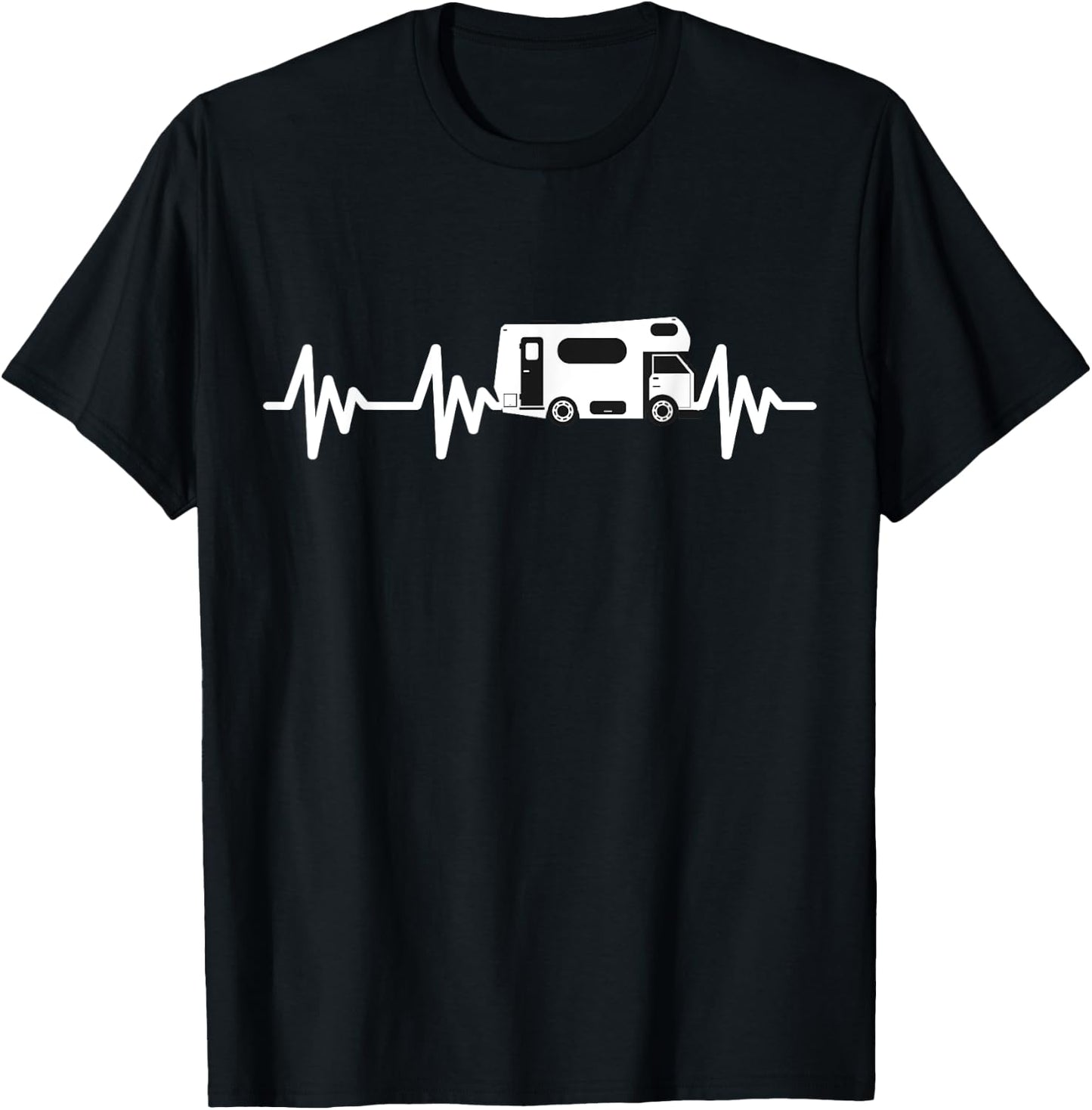 Motorhome camping camper Heartbeat motorhome T-Shirt - T-Shirt | Black