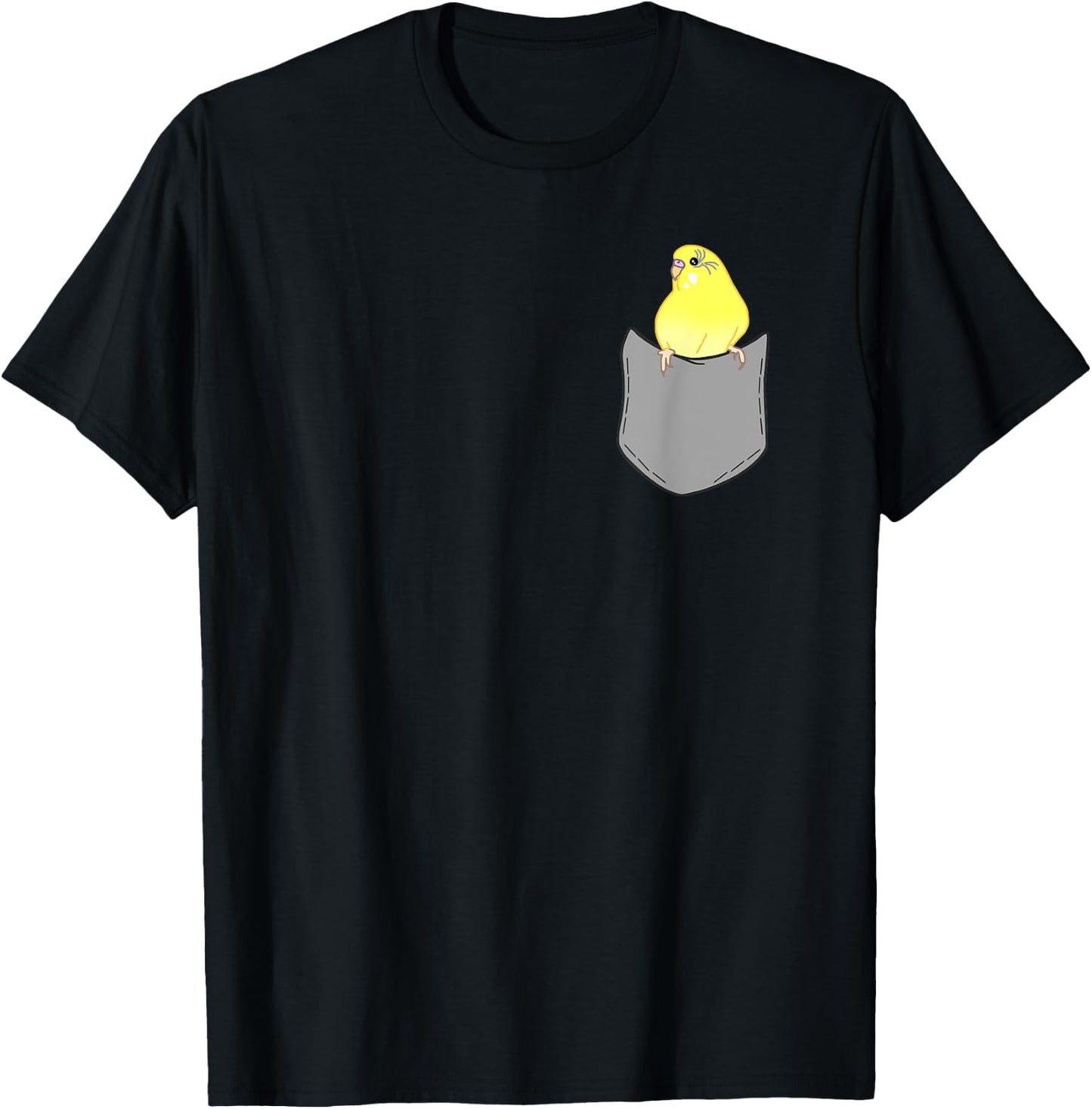 Fake Pocket Yellow Budgie Cute Yellow Budgerigar Birb memes T-Shirt - T-Shirt | Black