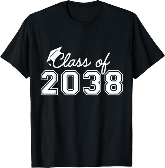 Class Of 2038 Grow With Me Graduation First Day of School T-Shirt - T-Shirt | Black