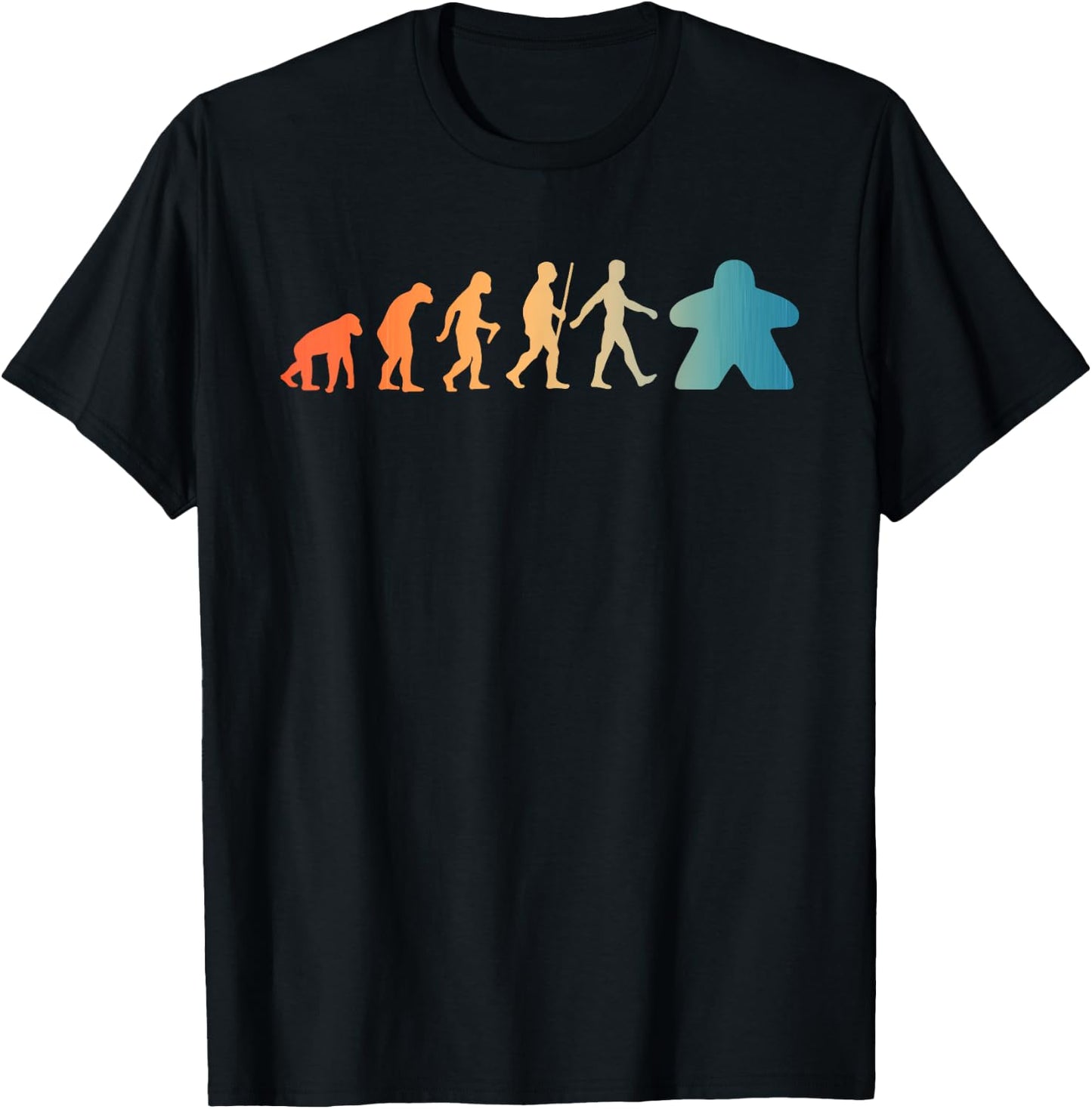 Funny Meeple Design Women Meeple Evolution Lovers T-Shirt - T-Shirt | Black