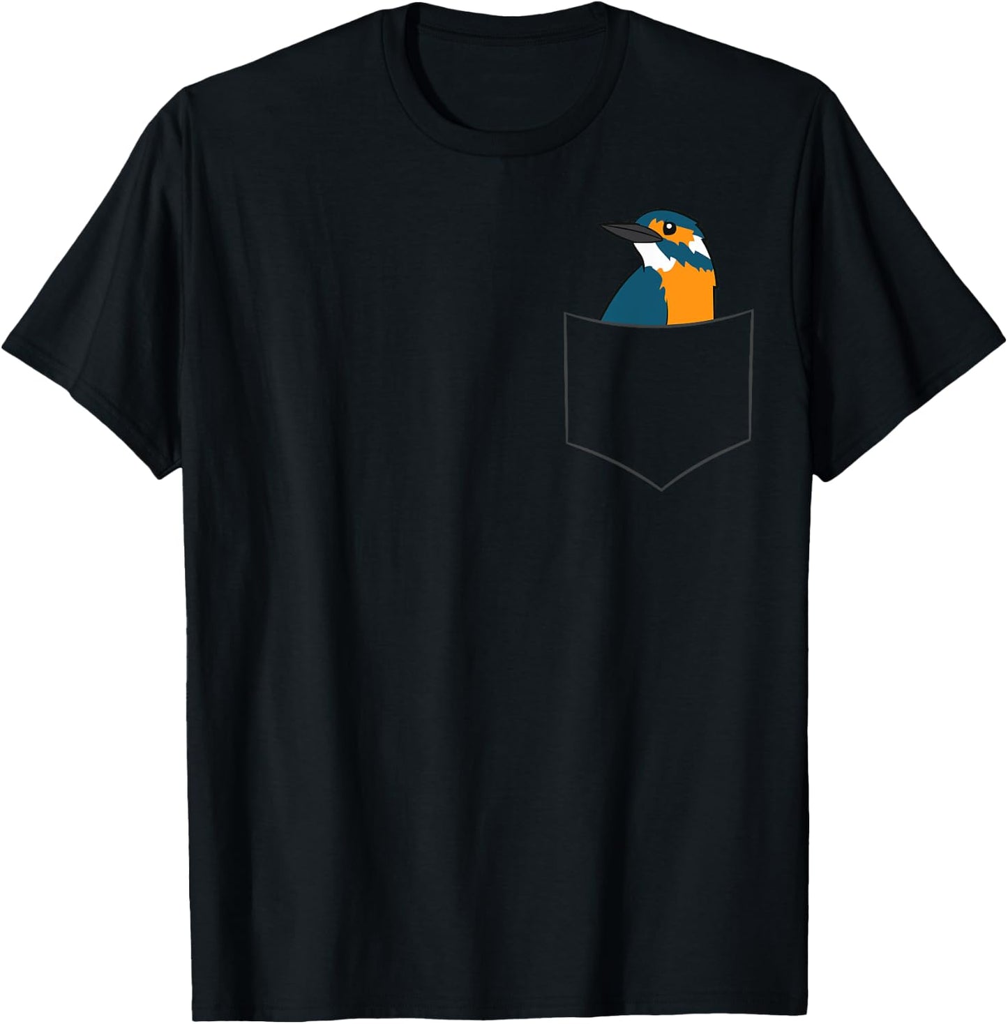 Kingfisher Bird In A Pocket Cute Pocket Kingfishers T-Shirt - T-Shirt | Black