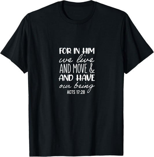 Acts 17:28 - Bible Verses, & Men, Christian T-Shirt - T-Shirt | Black