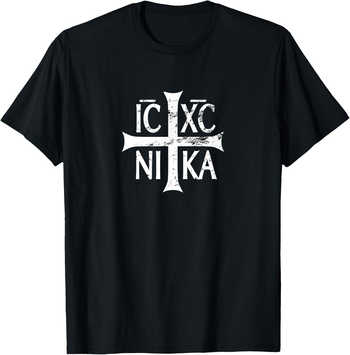 IC XC NIKA cross christian orthodox retro vintage distressed T-Shirt - T-Shirt | Black