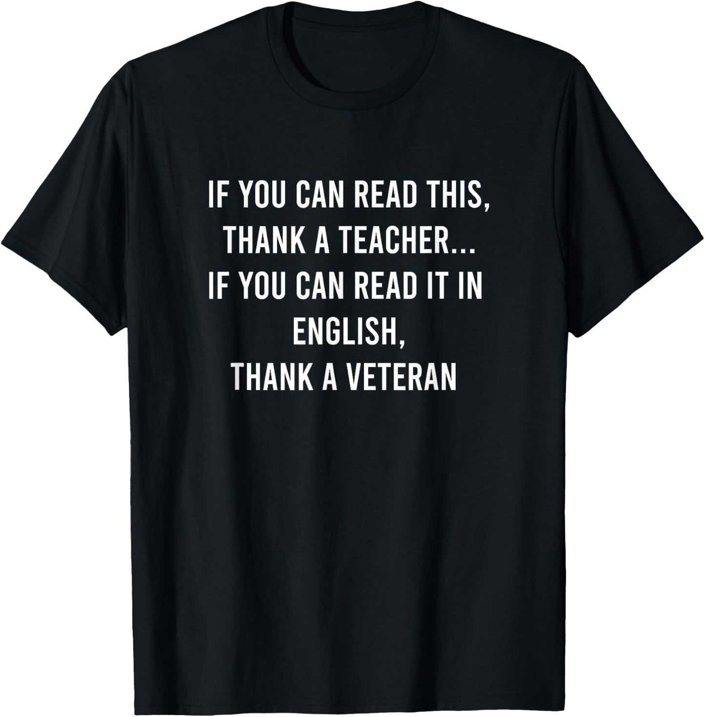 Read This Thank A Teacher, Read In English Thank A Veteran Women Girls Kids T-Shirt - T-Shirt | Black
