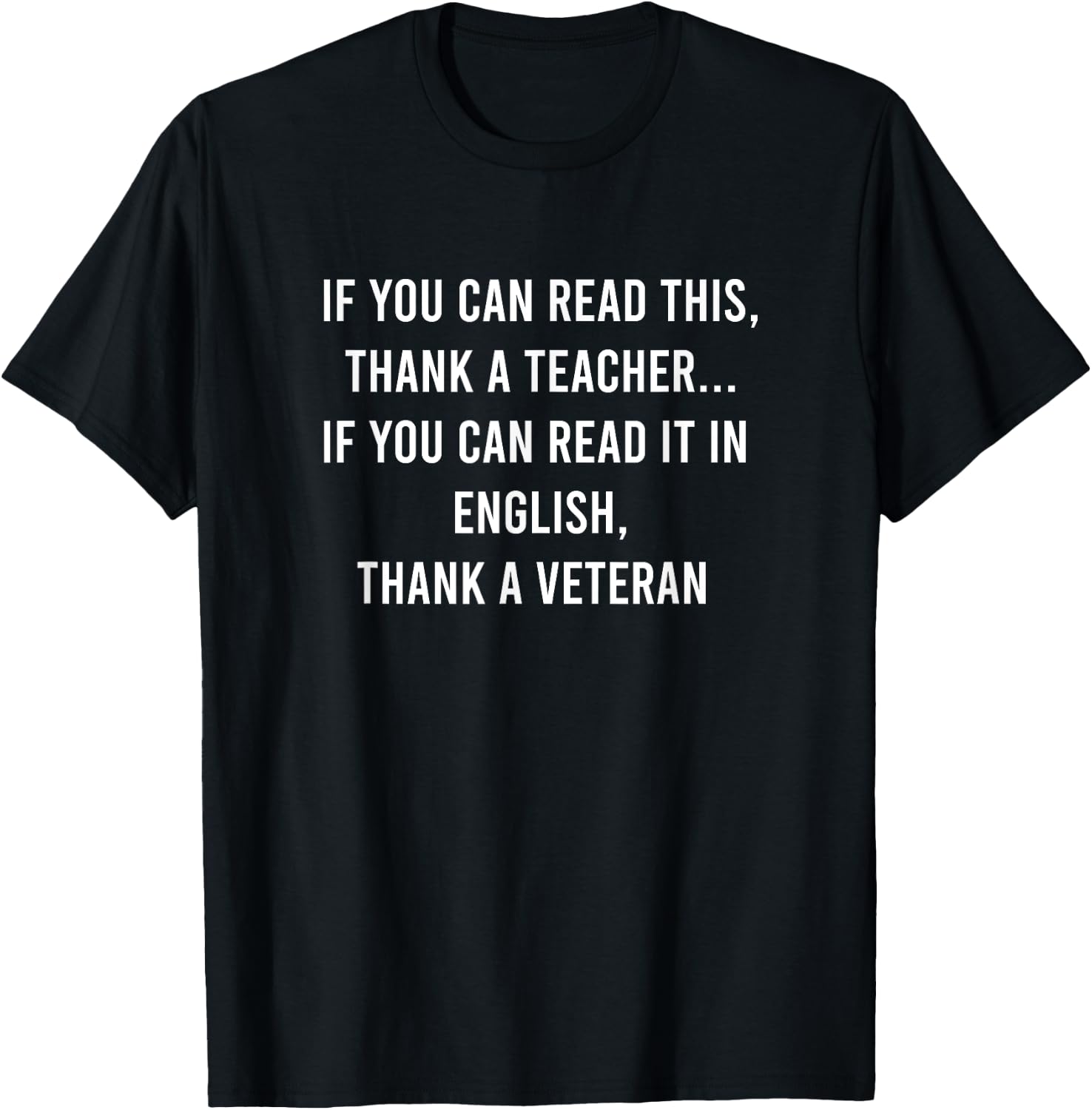 Read This Thank A Teacher, Read In English Thank A Veteran Women Girls Kids T-Shirt - T-Shirt | Black