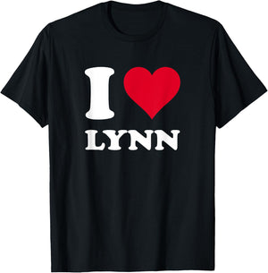 Red Heart I Love Lynn T-Shirt - T-Shirt | Black