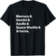 NASA Space Programs Mercury Gemini Apollo Shuttle Artemis T-Shirt - T-Shirt | Black