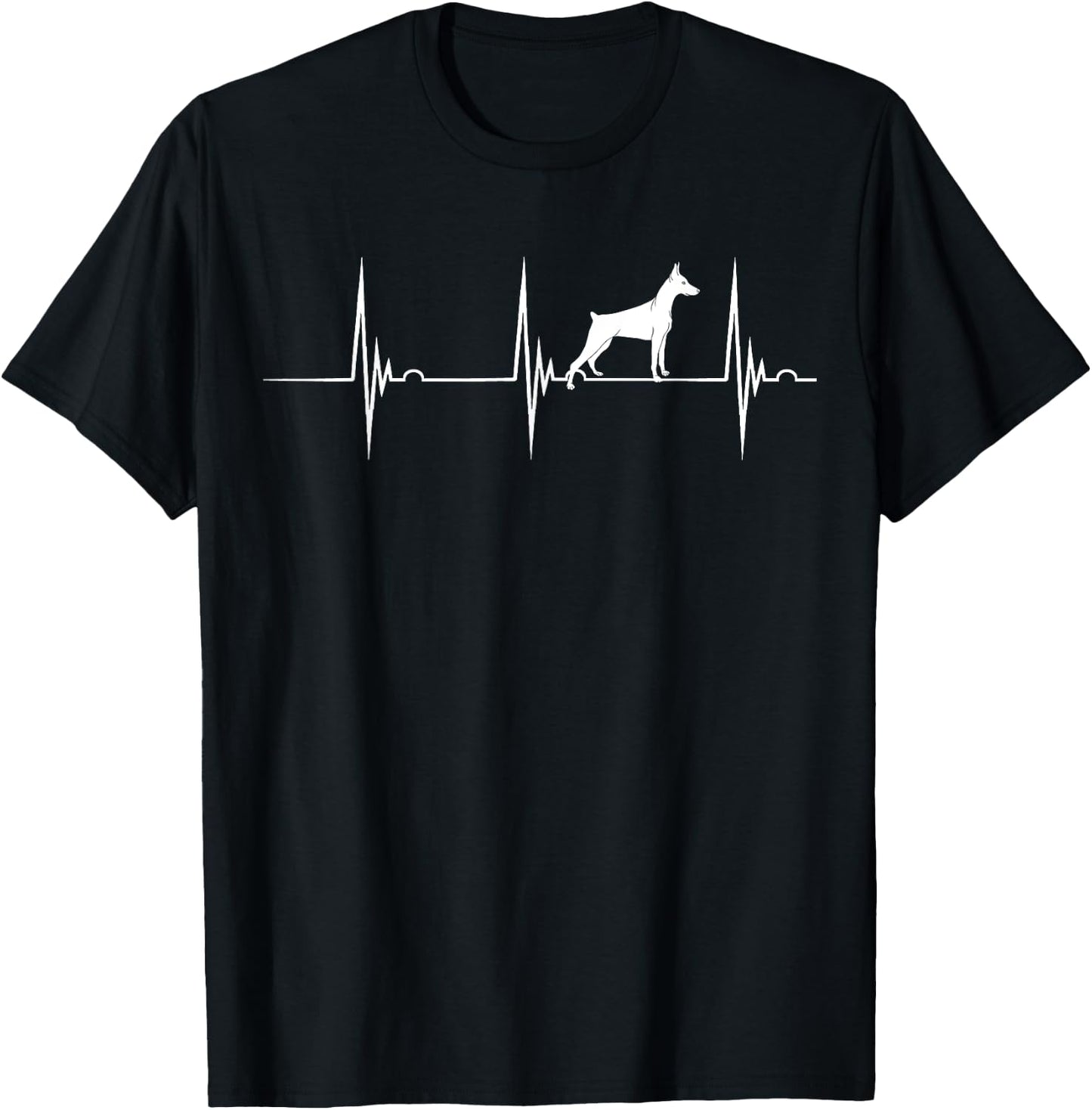 Doberman Dog Heartbeat EKG Pulse Dobie Lover Pinscher Dog T-Shirt - T-Shirt | Black