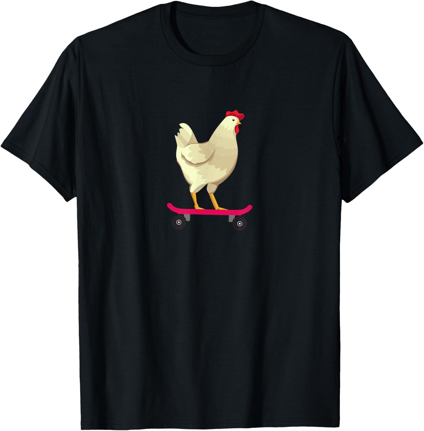 Funny Cute Skateboarding Chicken Animal Gift T-Shirt - T-Shirt | Black