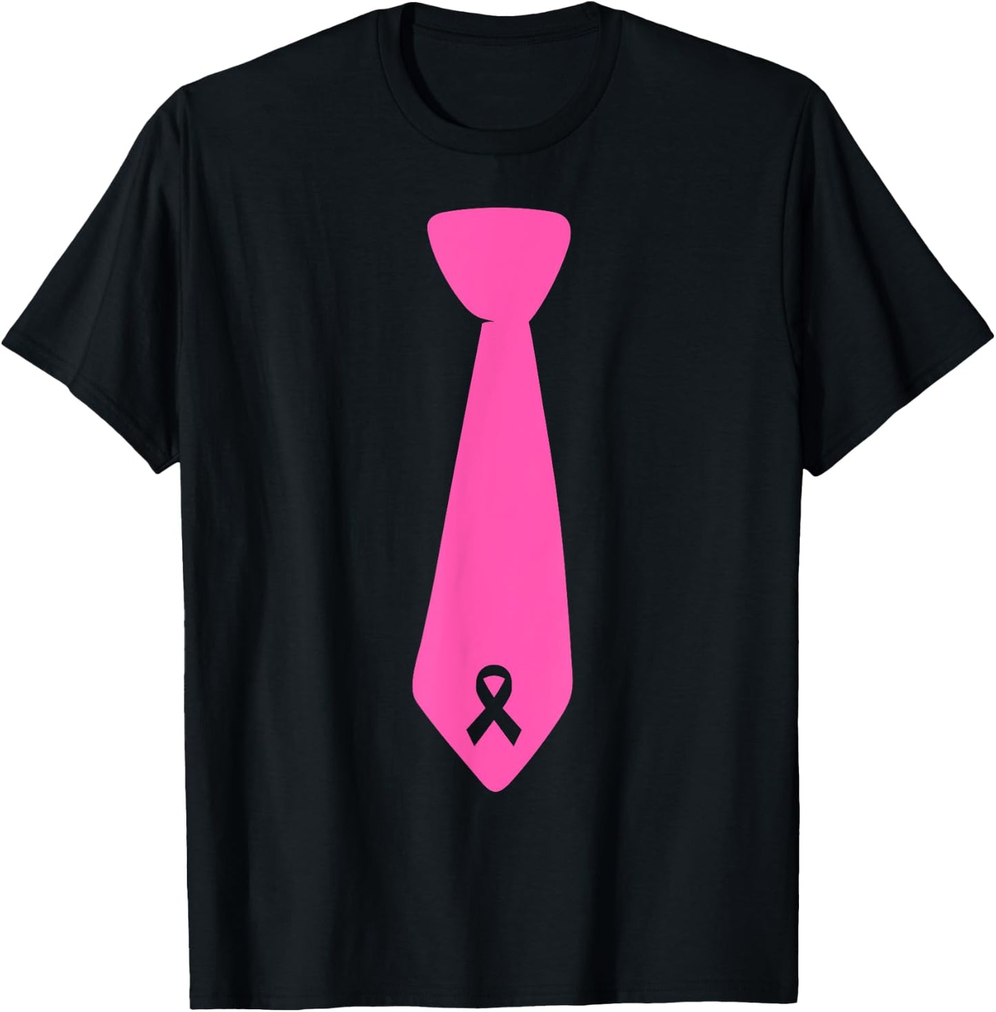 Breast Cancer Awareness Pink Ribbon Tie T-Shirt - T-Shirt | Black