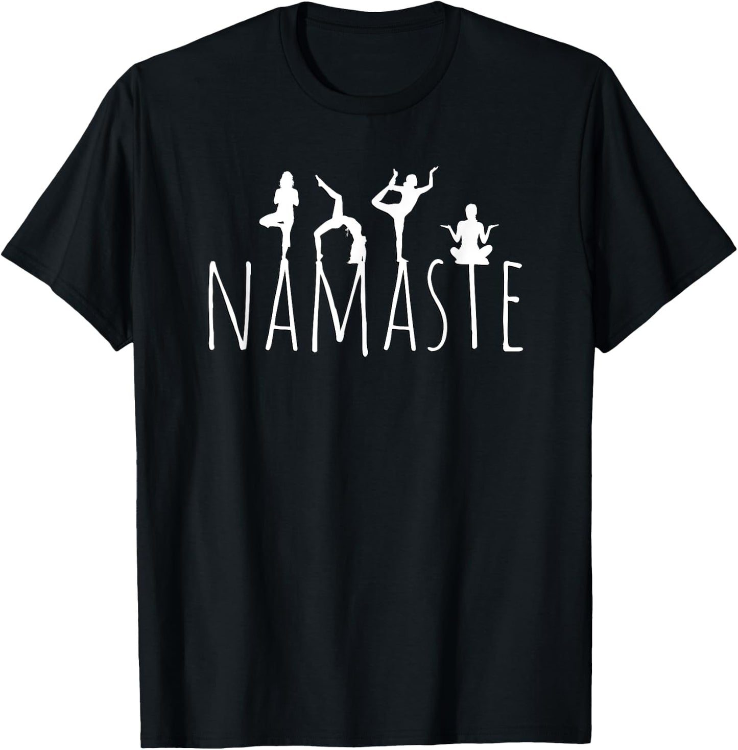 Namaste Yoga Poses Zen Fitness Women Workout Wear T-Shirt - T-Shirt | Black