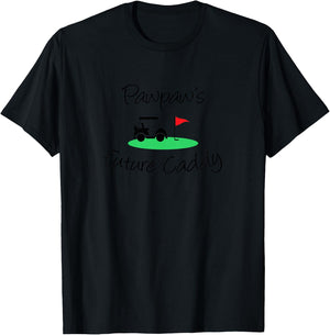Kids Pawpaw's Future Caddy Cute Grandchild Golf T-Shirt - T-Shirt | Black